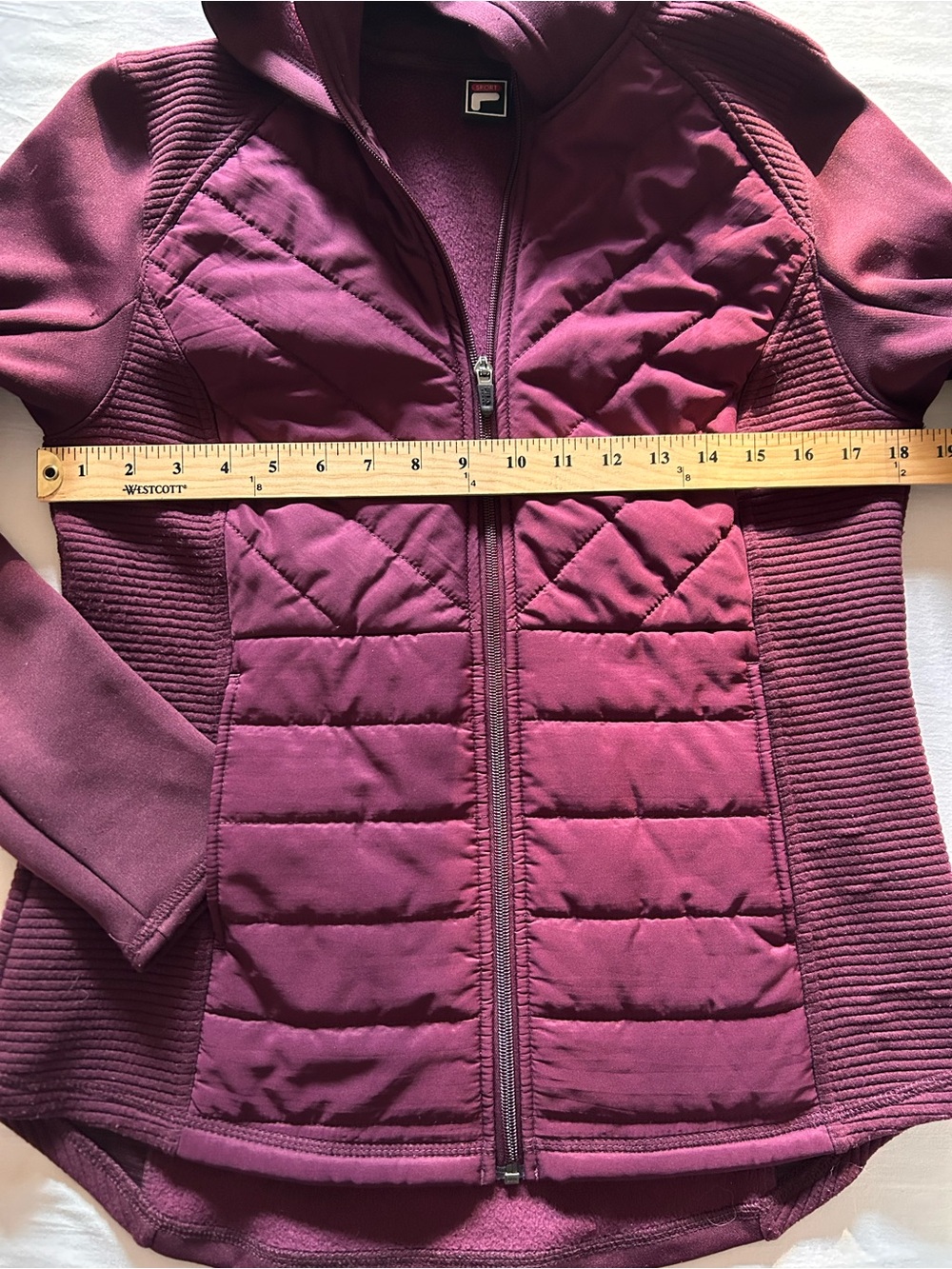 Fila Sport Quilted Hooded Jacket in Dark Purple/Eggplant Size Medium - Picture 5 of 9